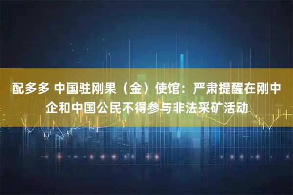 配多多 中国驻刚果（金）使馆：严肃提醒在刚中企和中国公民不得参与非法采矿活动
